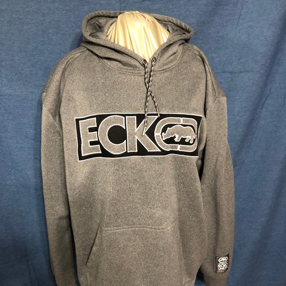 Ecko Unliminted Mens Gray Logo Hoodie, Pullover